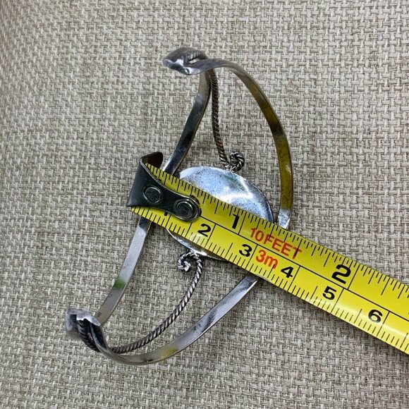 Alpaca Mexico Silver Abalone Flower Inlay Cuff Bracelet - Picture 9 of 9